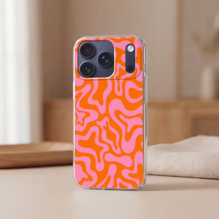 Patroon - Roze - Oranje - Abstract - Modern Telefoonhoesje iPhone 17 Pro klein -sfeer2
