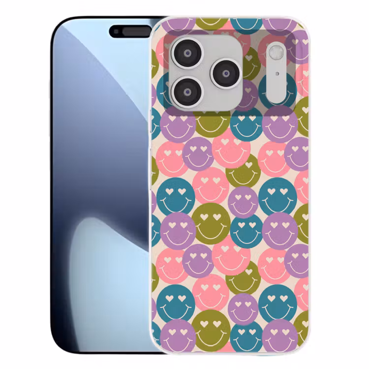 Patroon - Smiley - Kleurrijk - Hartjes Telefoonhoesje iPhone 17 Pro klein 878 -3d