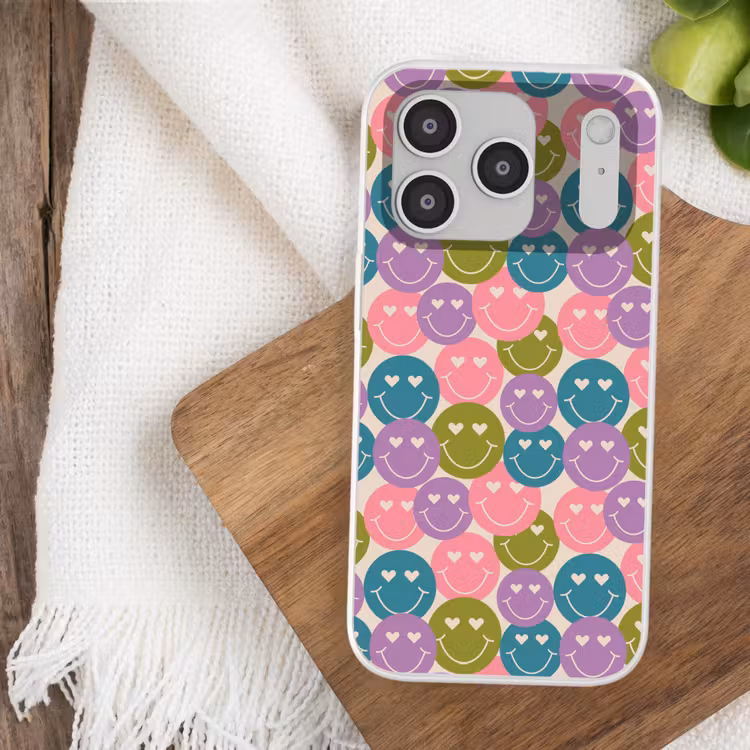 Patroon - Smiley - Kleurrijk - Hartjes Telefoonhoesje iPhone 17 Pro klein 878 -sfeer1