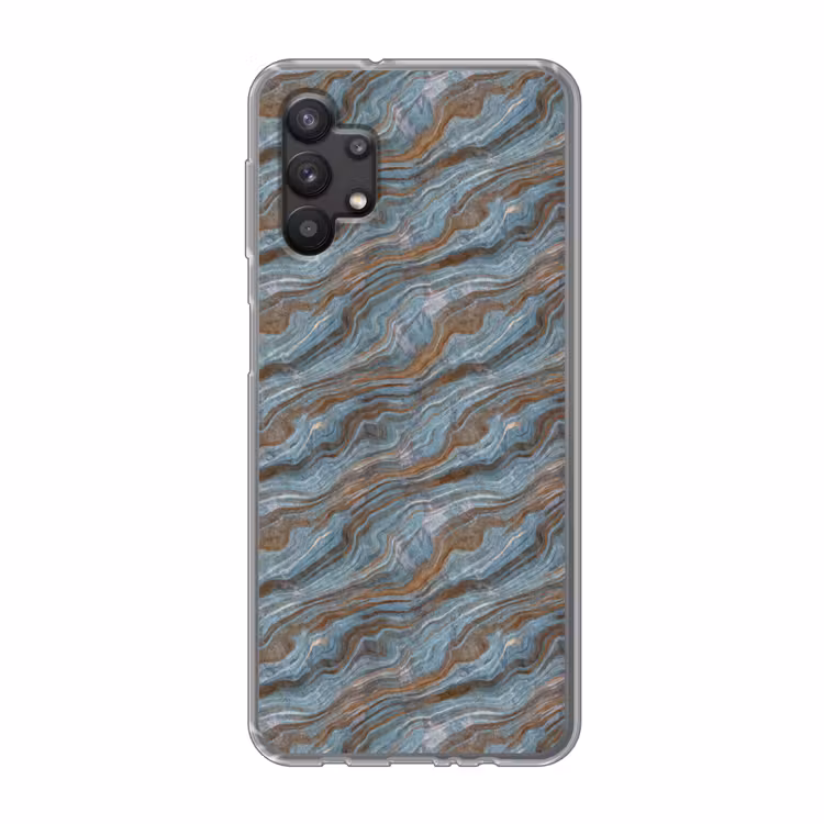 Patroon - Steen - Blauw Telefoonhoesje Samsung Galaxy A32 5G klein 346 -3d