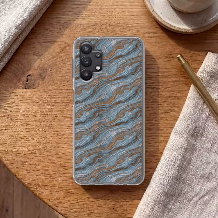 Patroon - Steen - Blauw Telefoonhoesje Samsung Galaxy A32 5G klein 346 -sfeer1