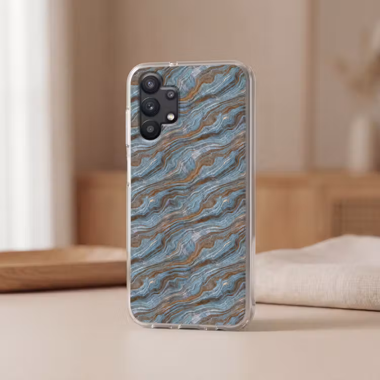 Patroon - Steen - Blauw Telefoonhoesje Samsung Galaxy A32 5G klein 346 -sfeer2