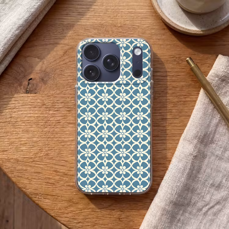 Patroon - Symmetrisch - Blauw Telefoonhoesje iPhone 17 Pro klein 878 -sfeer1