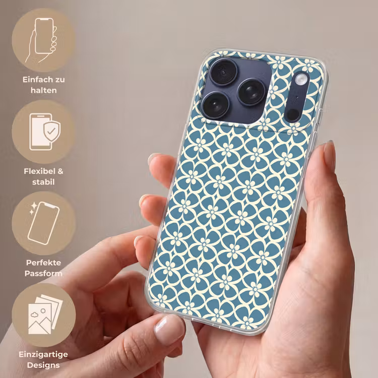 Patroon - Symmetrisch - Blauw Telefoonhoesje iPhone 17 Pro klein 878 -sfeer3_DE