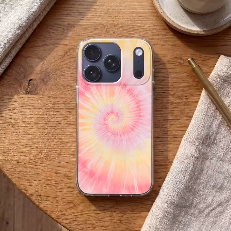 Patroon - Tie Dye - Pasteltinten - Roze Telefoonhoesje iPhone 17 Pro klein -sfeer1