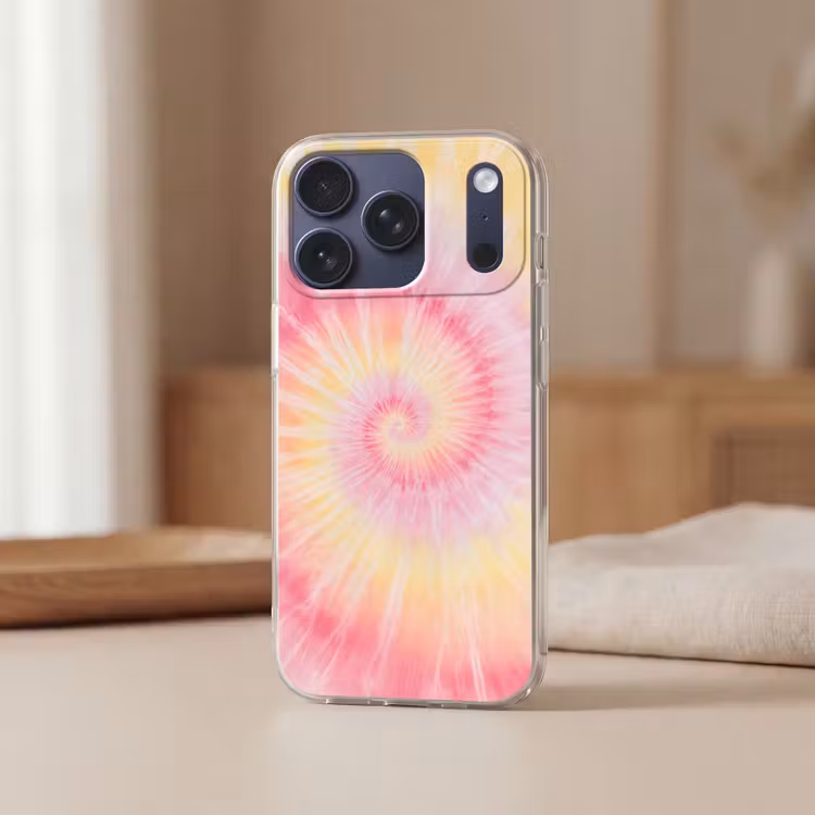 Patroon - Tie Dye - Pasteltinten - Roze Telefoonhoesje iPhone 17 Pro klein -sfeer2