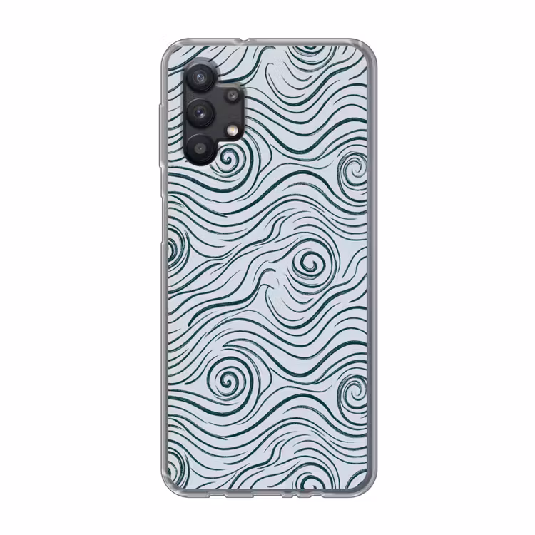Patroon - Golven - Abstract - Modern - Blauw Telefoonhoesje Samsung Galaxy A32 5G klein -3d