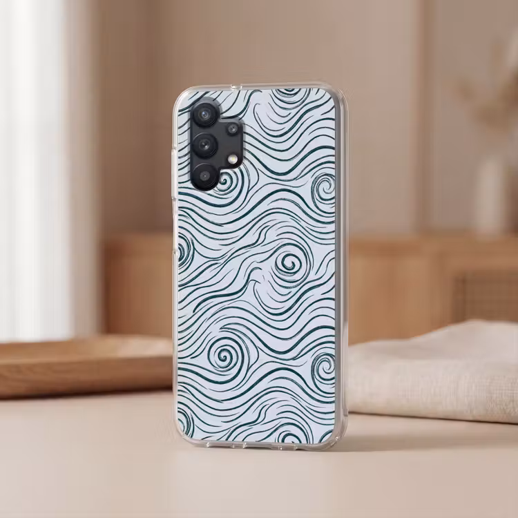 Patroon - Golven - Abstract - Modern - Blauw Telefoonhoesje Samsung Galaxy A32 5G klein -sfeer2