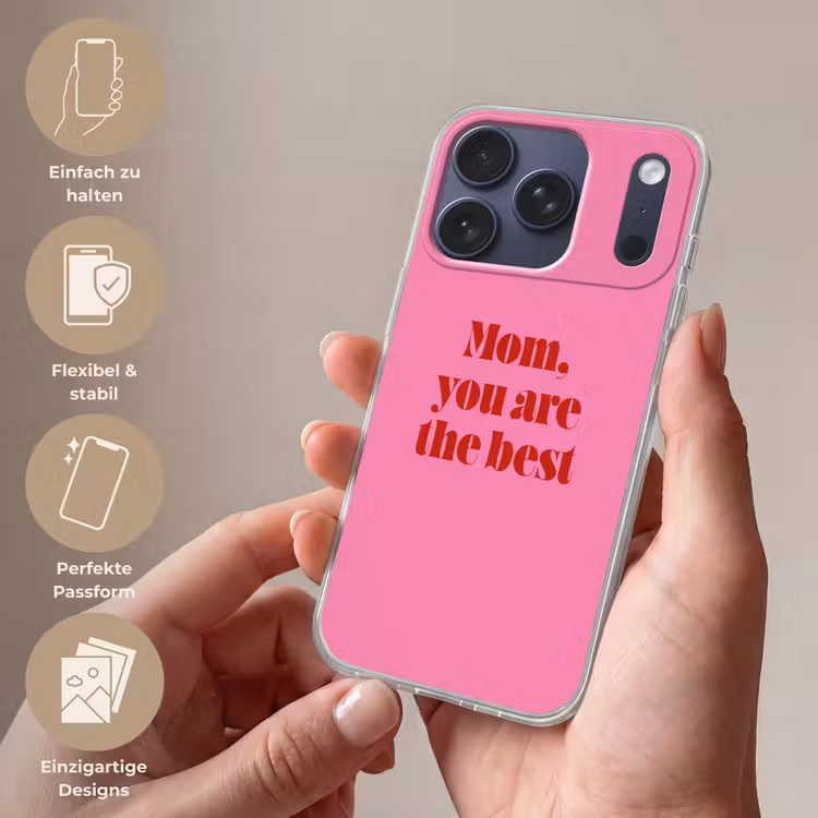 Moeder - Boodschap -Roze Telefoonhoesje iPhone 17 Pro klein -sfeer3_DE