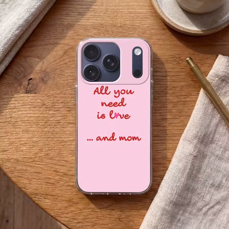 Moeder - Love - Tekst - Rood Telefoonhoesje iPhone 17 Pro klein -sfeer1