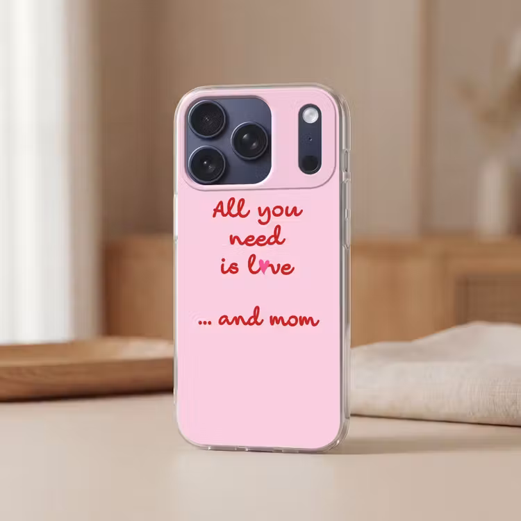 Moeder - Love - Tekst - Rood Telefoonhoesje iPhone 17 Pro klein -sfeer2