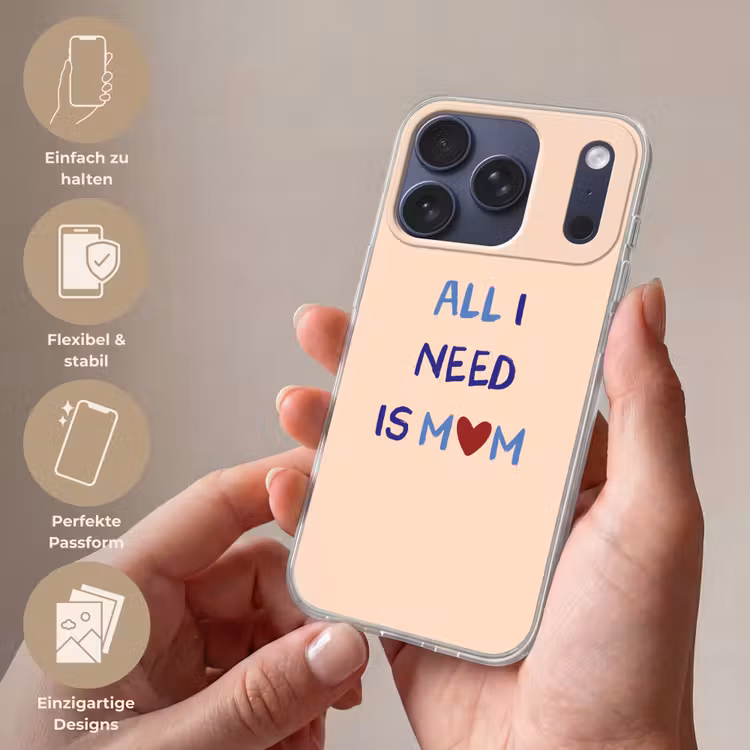 Moeder - Tekst - Hartje - Rood Telefoonhoesje iPhone 17 Pro klein -sfeer3_DE
