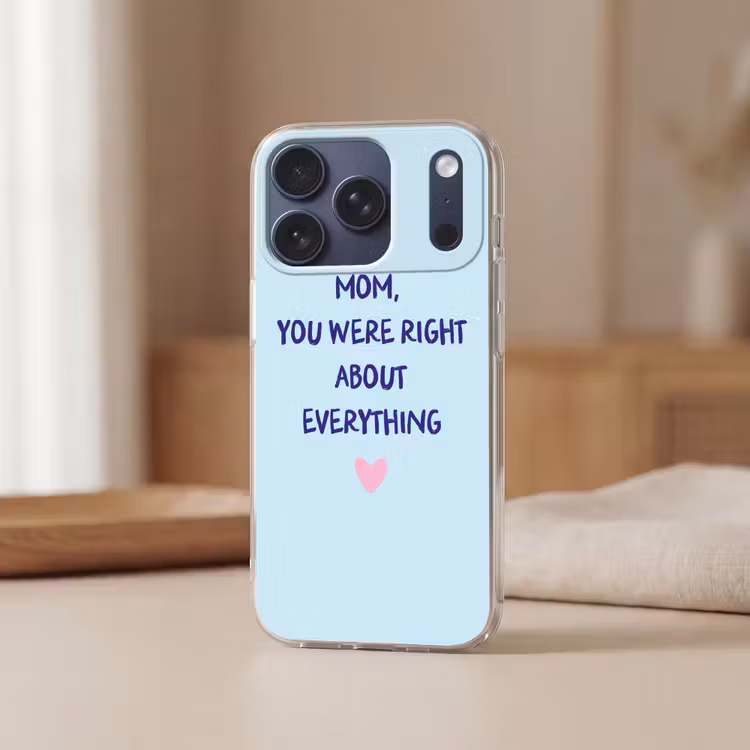 Moeder - Quote - Blauw Telefoonhoesje iPhone 17 Pro klein -sfeer2