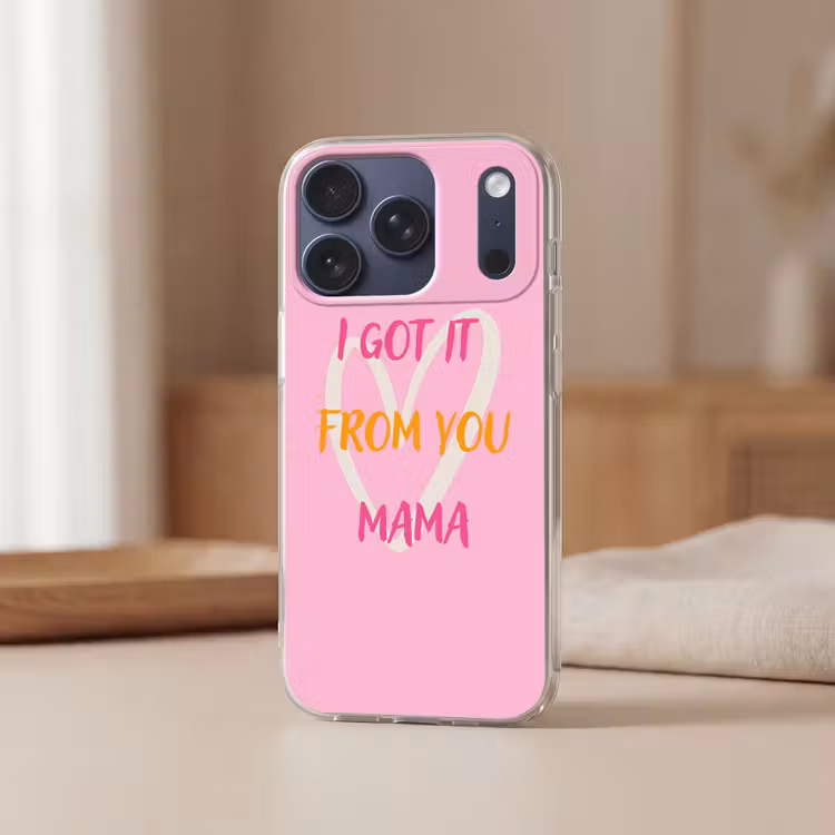 Mama - Quote - Hart - Roze Telefoonhoesje iPhone 17 Pro klein -sfeer2