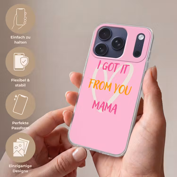 Mama - Quote - Hart - Roze Telefoonhoesje iPhone 17 Pro klein -sfeer3_DE