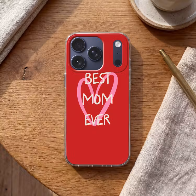 Moeder - Quote - Hartje - Rood Telefoonhoesje iPhone 17 Pro klein -sfeer1