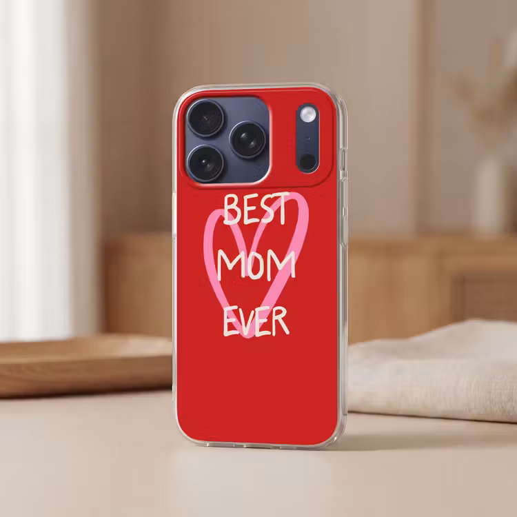Moeder - Quote - Hartje - Rood Telefoonhoesje iPhone 17 Pro klein -sfeer2