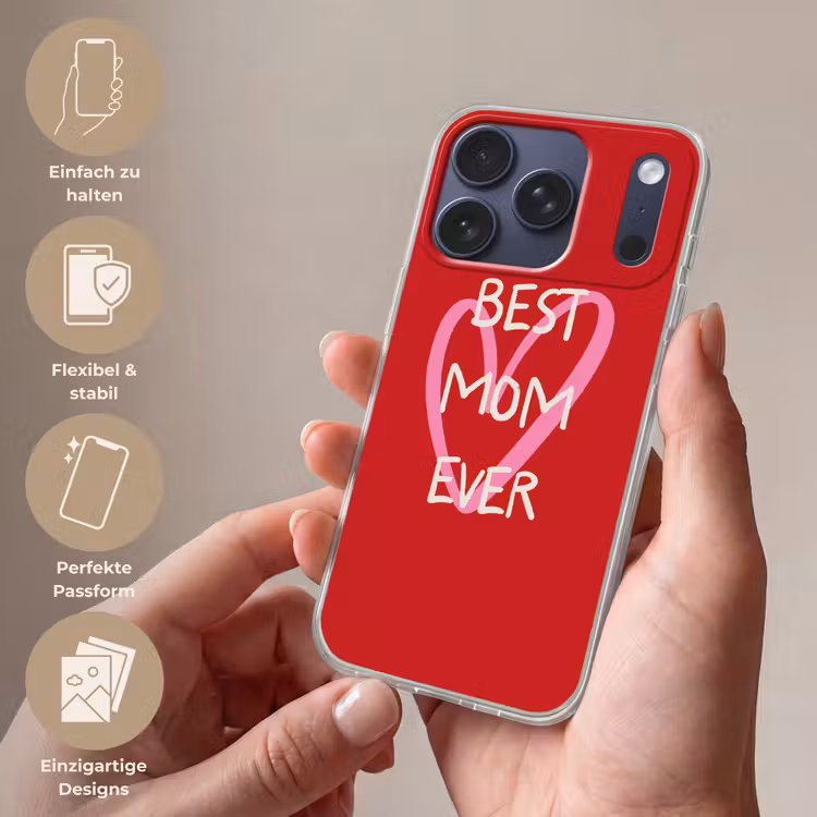 Moeder - Quote - Hartje - Rood Telefoonhoesje iPhone 17 Pro klein -sfeer3_DE