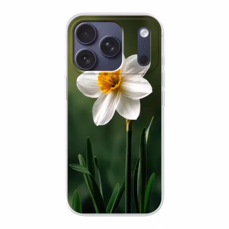 Narcis - Bloem - Wit - Grassprieten Telefoonhoesje iPhone 17 Pro klein -3d