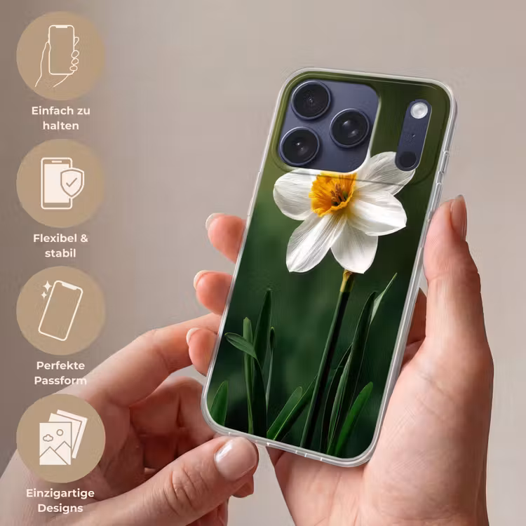Narcis - Bloem - Wit - Grassprieten Telefoonhoesje iPhone 17 Pro klein -sfeer3_DE
