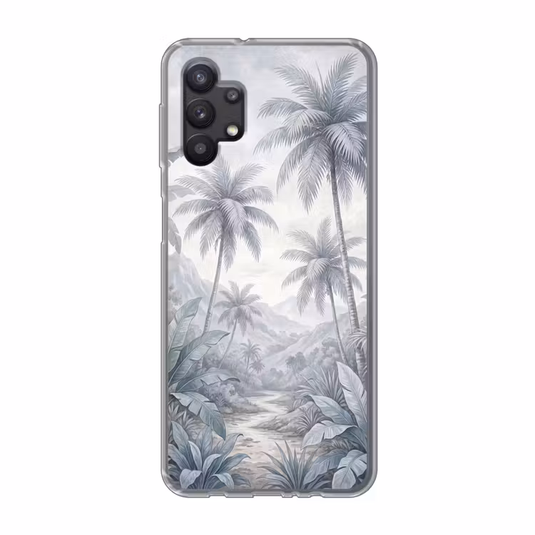 Natuur - Boom - Tropisch - Landschap - Blauw Telefoonhoesje Samsung Galaxy A32 5G klein -3d