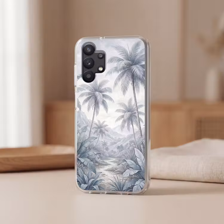 Natuur - Boom - Tropisch - Landschap - Blauw Telefoonhoesje Samsung Galaxy A32 5G klein -sfeer2