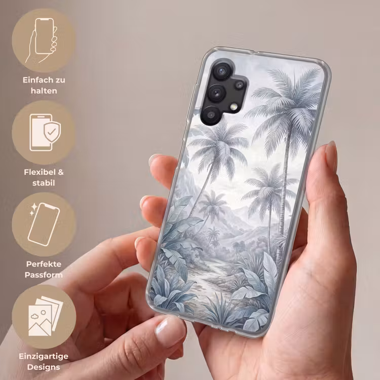 Natuur - Boom - Tropisch - Landschap - Blauw Telefoonhoesje Samsung Galaxy A32 5G klein -sfeer3_DE
