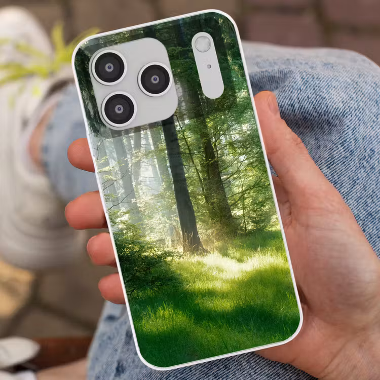 Natuur - Bomen - Bos - Groen - Zon - Gras - Planten Telefoonhoesje iPhone 17 Pro klein -sfeer2