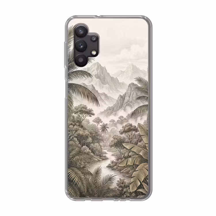 Natuur - Bergen - Rivier - Tropisch - Vintage Telefoonhoesje Samsung Galaxy A32 5G klein -3d