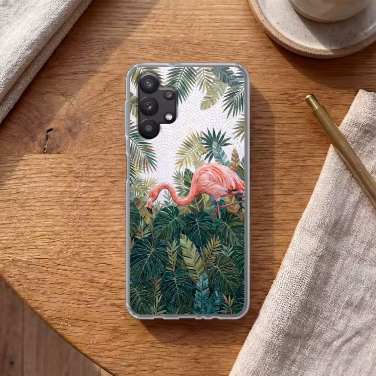 Natuur - Bladeren - Abstract - Groen - Vogel Telefoonhoesje Samsung Galaxy A32 5G klein -sfeer1