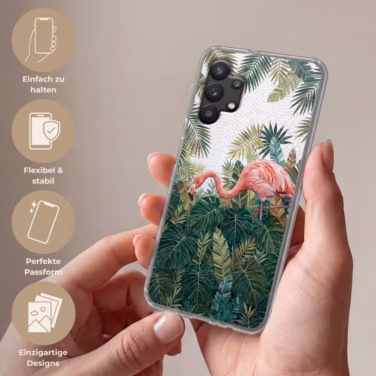 Natuur - Bladeren - Abstract - Groen - Vogel Telefoonhoesje Samsung Galaxy A32 5G klein -sfeer3_DE