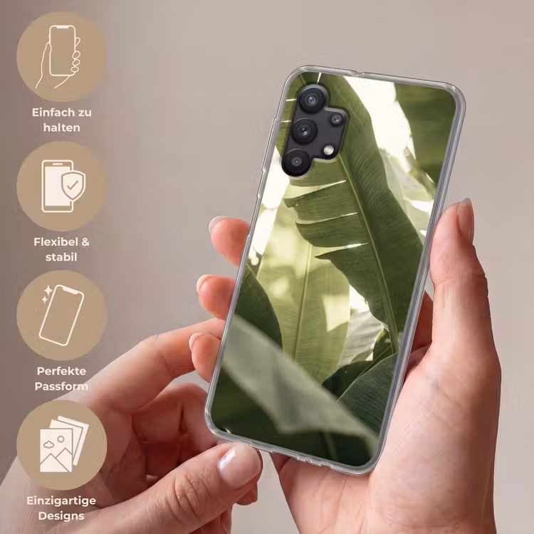 Natuur - Bladeren - Groen - Tropisch - Detail Telefoonhoesje Samsung Galaxy A32 5G klein -sfeer3_DE