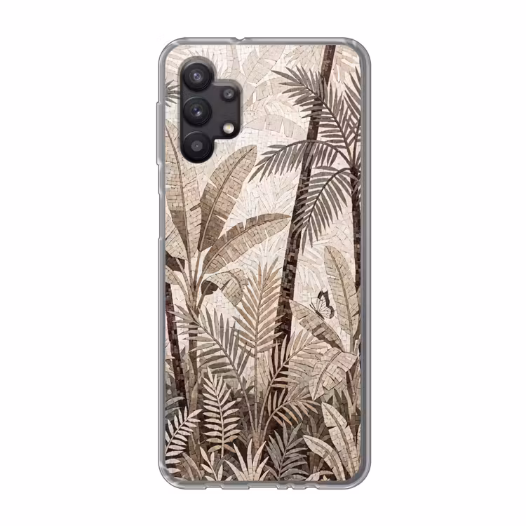 Natuur - Bladeren - Landschap - Mozaïek - Beige Telefoonhoesje Samsung Galaxy A32 5G klein -3d