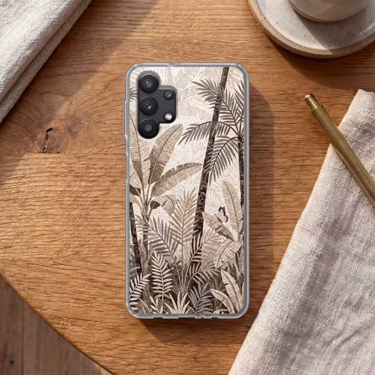 Natuur - Bladeren - Landschap - Mozaïek - Beige Telefoonhoesje Samsung Galaxy A32 5G klein -sfeer1