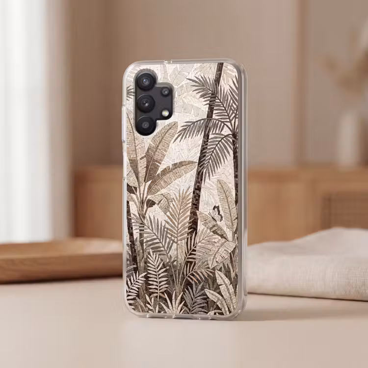 Natuur - Bladeren - Landschap - Mozaïek - Beige Telefoonhoesje Samsung Galaxy A32 5G klein -sfeer2