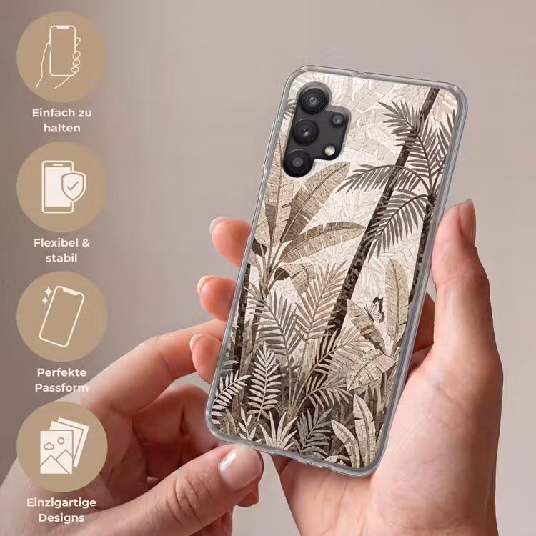 Natuur - Bladeren - Landschap - Mozaïek - Beige Telefoonhoesje Samsung Galaxy A32 5G klein -sfeer3_DE