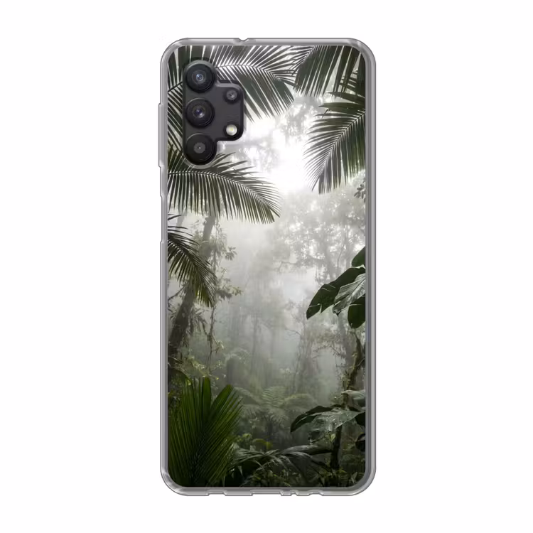 Natuur - Jungle - Mist - Groen - Bladeren Telefoonhoesje Samsung Galaxy A32 5G klein -3d