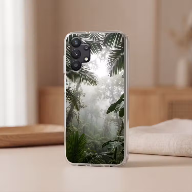Natuur - Jungle - Mist - Groen - Bladeren Telefoonhoesje Samsung Galaxy A32 5G klein -sfeer2
