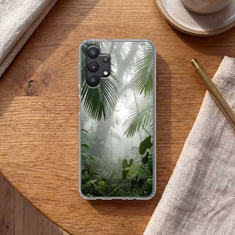 Natuur - Jungle - Mist - Tropisch - Groen Telefoonhoesje Samsung Galaxy A32 5G klein -sfeer1