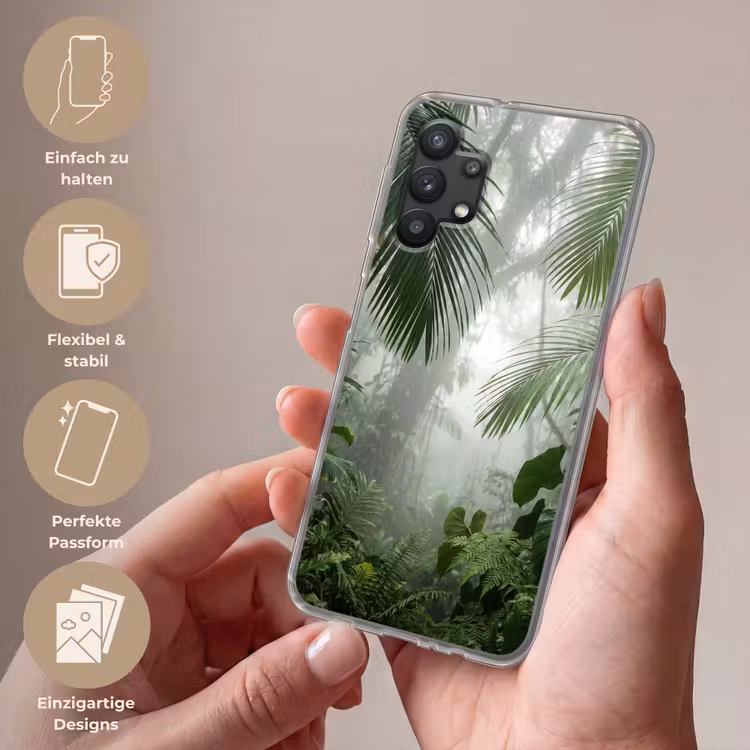 Natuur - Jungle - Mist - Tropisch - Groen Telefoonhoesje Samsung Galaxy A32 5G klein -sfeer3_DE