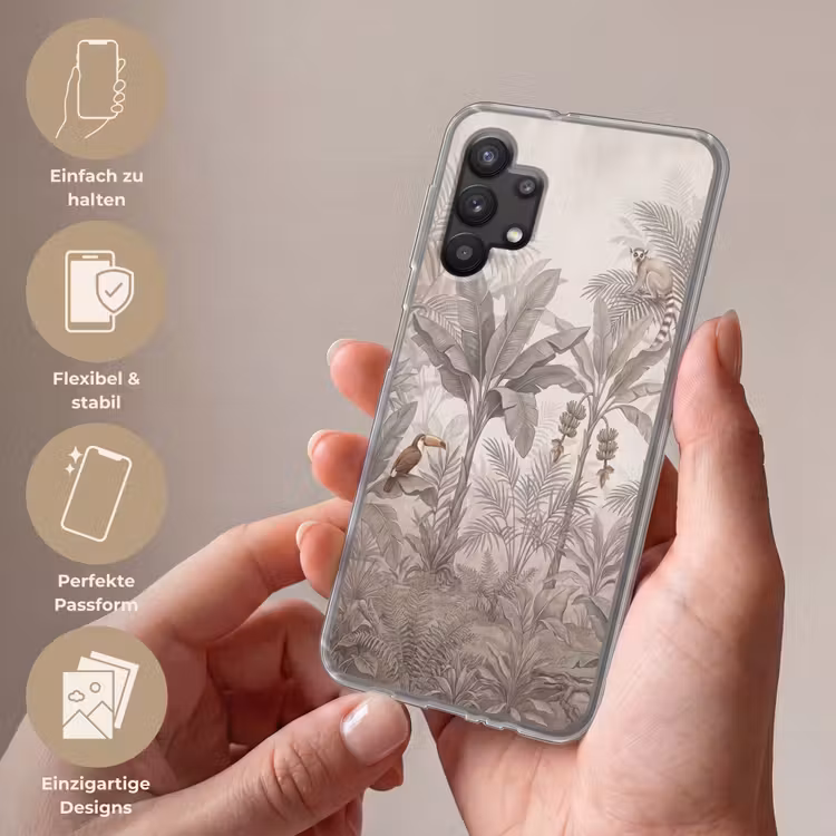 Natuur - Jungle - Ringstaartmaki - Bruin Telefoonhoesje Samsung Galaxy A32 5G klein -sfeer3_DE