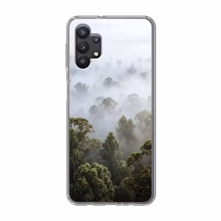 Natuur - Mist - Bos - Ochtend - Goud Telefoonhoesje Samsung Galaxy A32 5G klein -3d