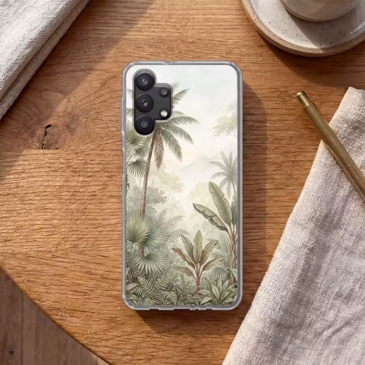 Natuur - Tropisch bos - Landschap - Aquarel - Groen Telefoonhoesje Samsung Galaxy A32 5G klein -sfeer1