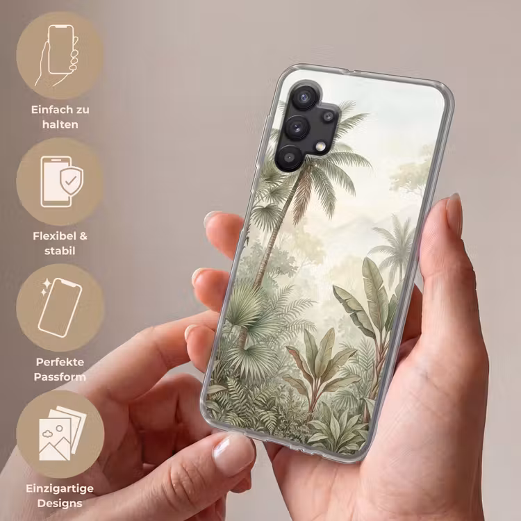Natuur - Tropisch bos - Landschap - Aquarel - Groen Telefoonhoesje Samsung Galaxy A32 5G klein -sfeer3_DE