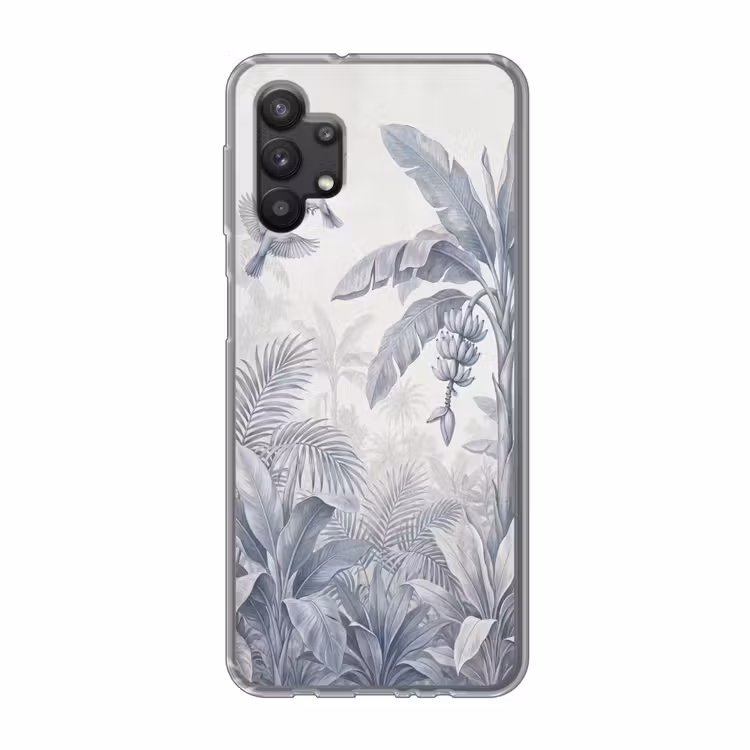 Natuur - Vogel - Jungle - Illustratie - Blauw Telefoonhoesje Samsung Galaxy A32 5G klein -3d
