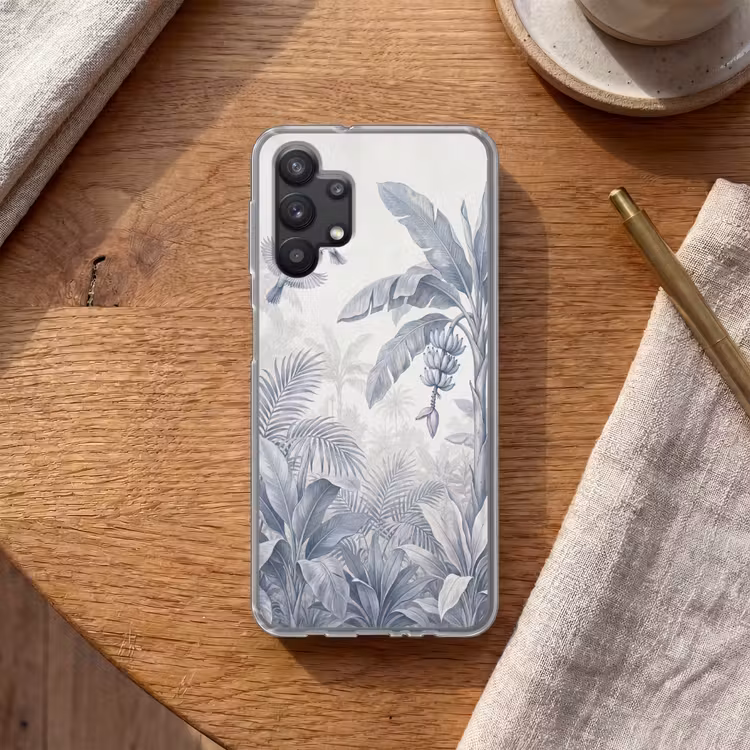 Natuur - Vogel - Jungle - Illustratie - Blauw Telefoonhoesje Samsung Galaxy A32 5G klein -sfeer1