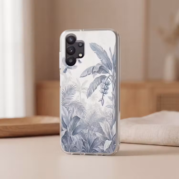 Natuur - Vogel - Jungle - Illustratie - Blauw Telefoonhoesje Samsung Galaxy A32 5G klein -sfeer2