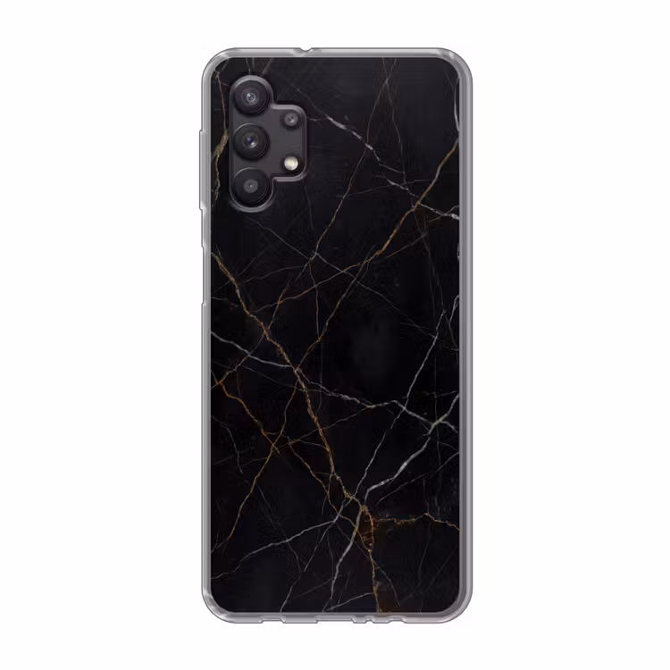 Natuursteen - Marmerpatroon - Abstract - Modern - Zwart - Goud Telefoonhoesje Samsung Galaxy A32 5G klein -3d