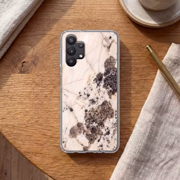 Natuursteen - Patroon - Abstract - Beige - Grijs Telefoonhoesje Samsung Galaxy A32 5G klein -sfeer1