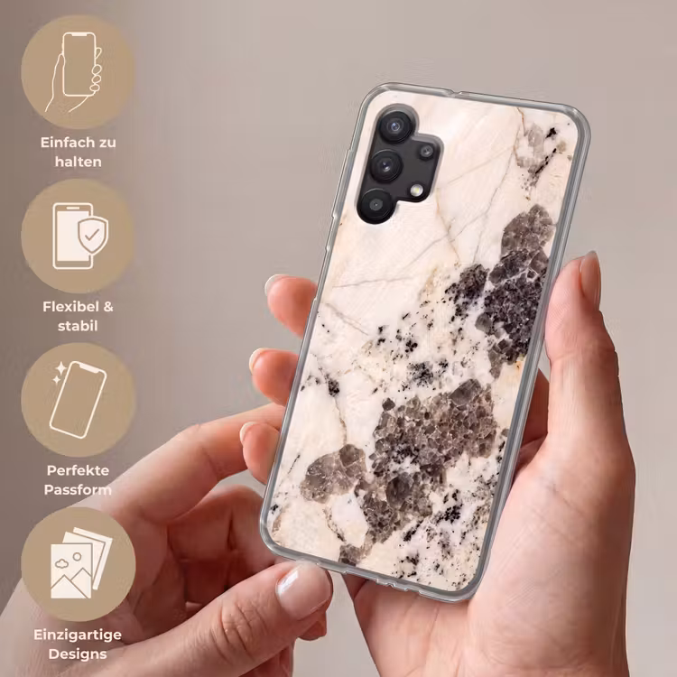 Natuursteen - Patroon - Abstract - Beige - Grijs Telefoonhoesje Samsung Galaxy A32 5G klein -sfeer3_DE
